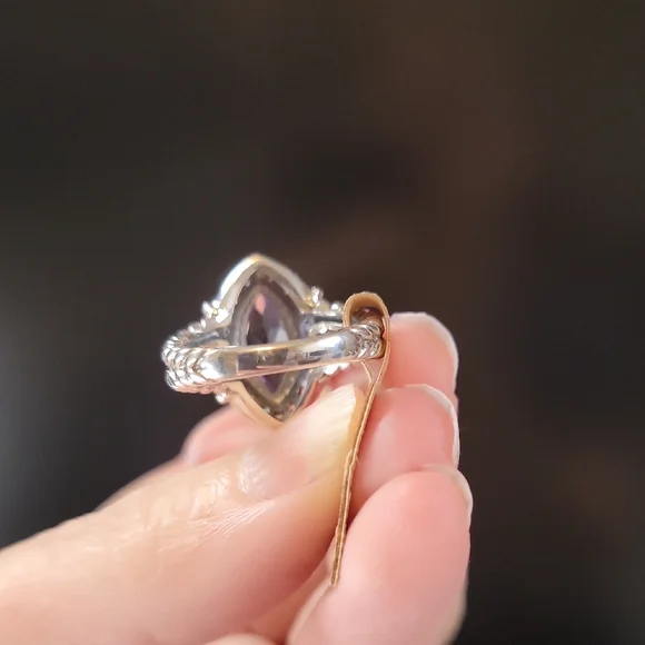 Amethyst & White Topaz Sterling Silver Ring